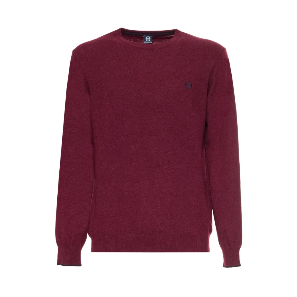 Sergio Tacchini Ronde hals kasjmier wolmix trui met zichtbaar logo Red Heren