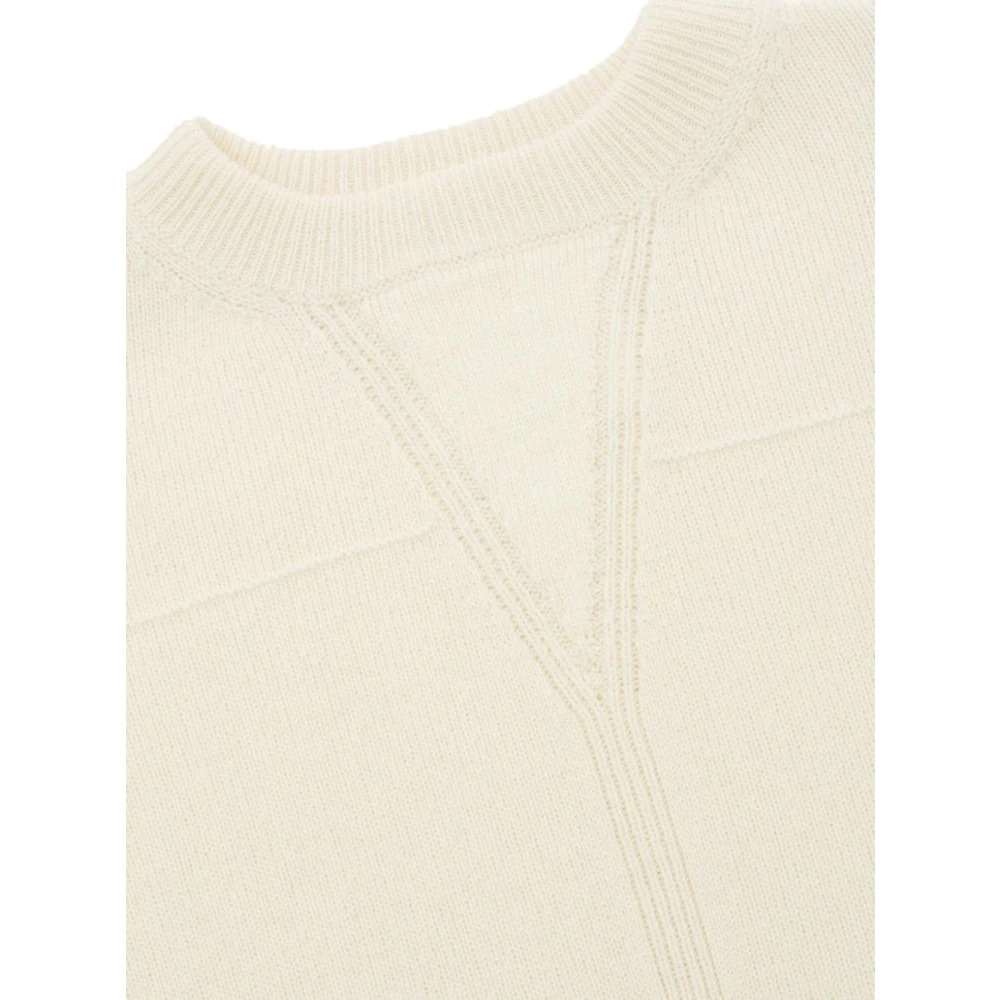 Jil Sander Fijngebreide Witte Trui met Ronde Hals Beige Heren
