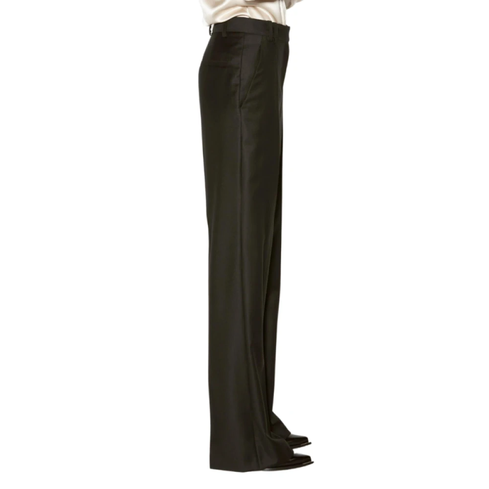 Barbara Bui Zwarte Rechte Wijde Pijp Wol Kasjmier Broek Black Dames