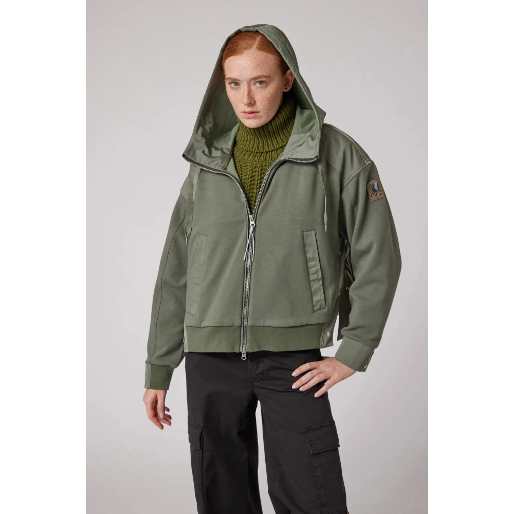 Parajumpers Hybride Hoodie Patchwork Fleece Green Dames