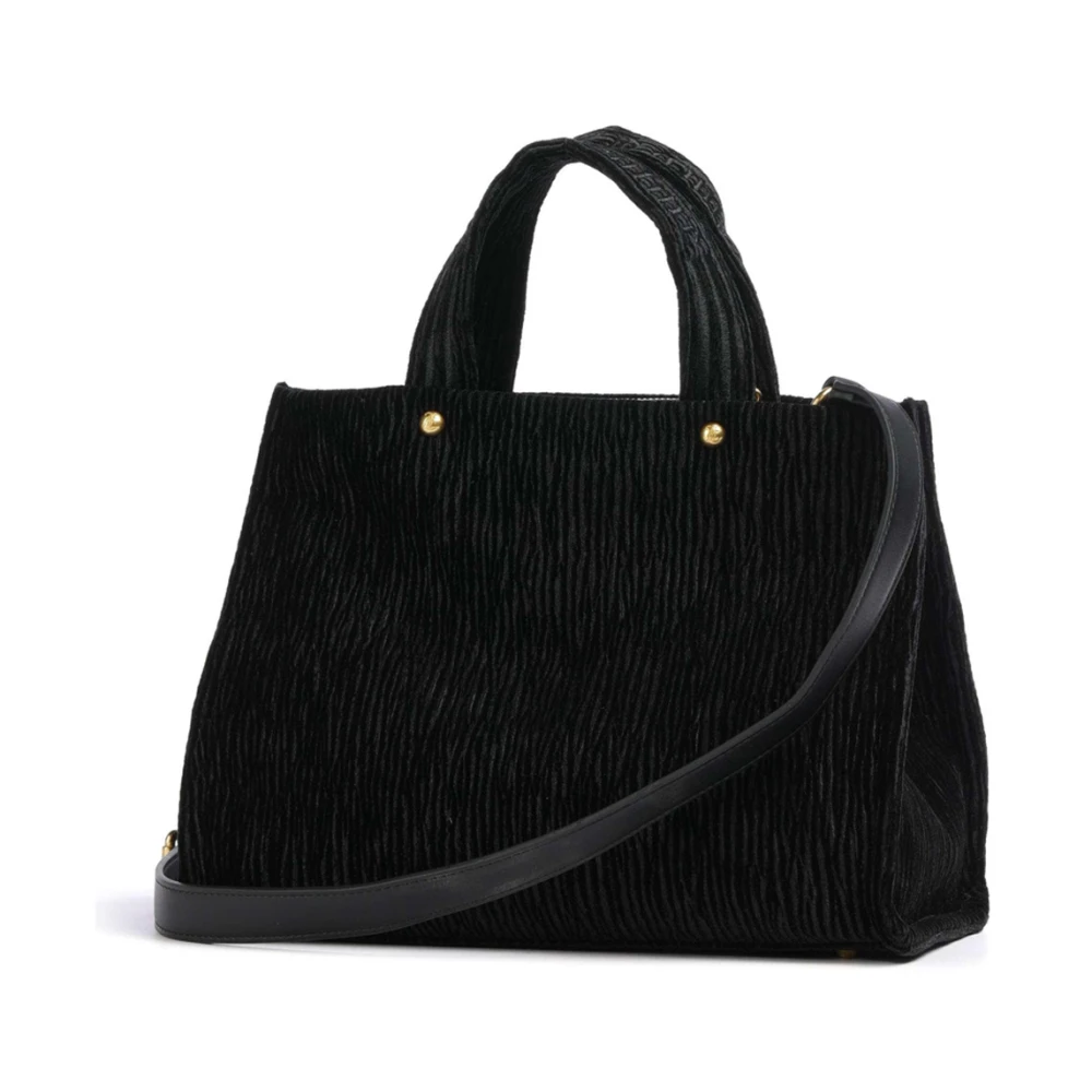 Juicy Couture Zwarte Velvet Shopper Tas met Gouden Details Black Dames