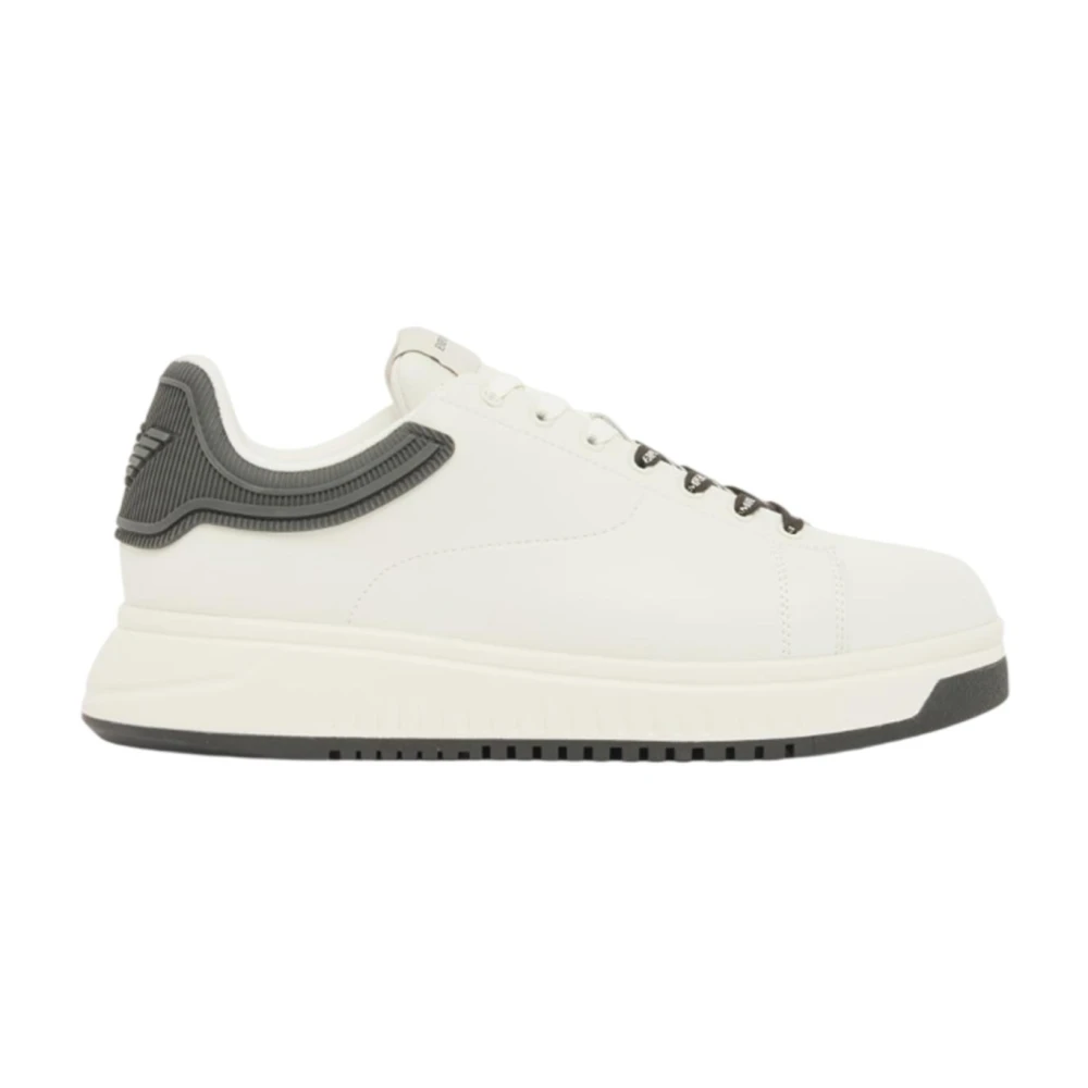 Emporio Armani Men's White Sneakers, 12 Uk, Leather Trainers