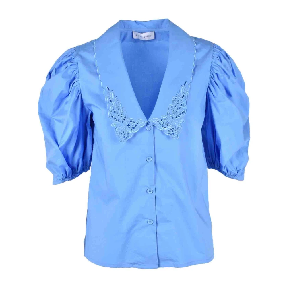 Weili Zheng Katoenen Overhemd Blue Dames