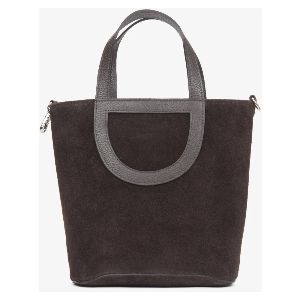 Estro Donkerbruine Bucket Bag voor vrouwen gemaakt van Premium Italiaans Velours Brown Dames