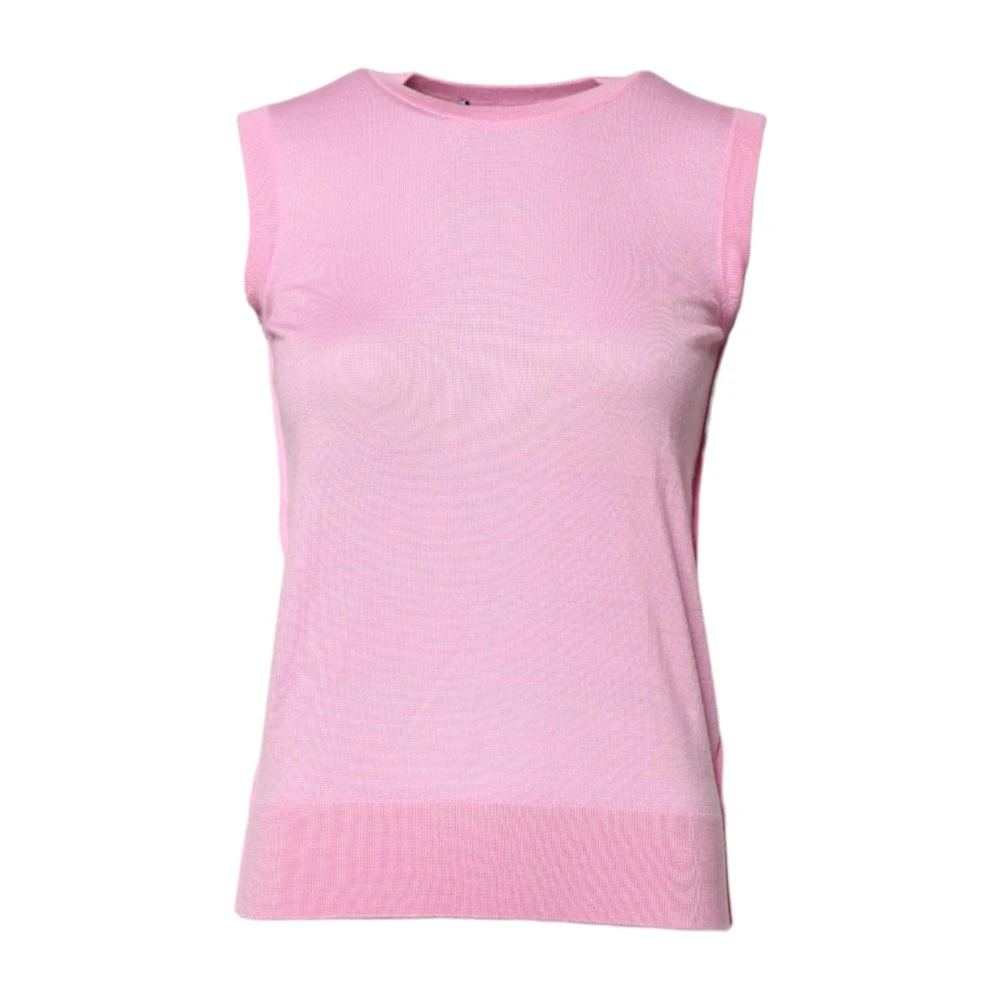 Dolce & Gabbana Pink Cashmere Sleeveless Tank Top - Female - Cashmere Knitwear - 2XS - Knitwear