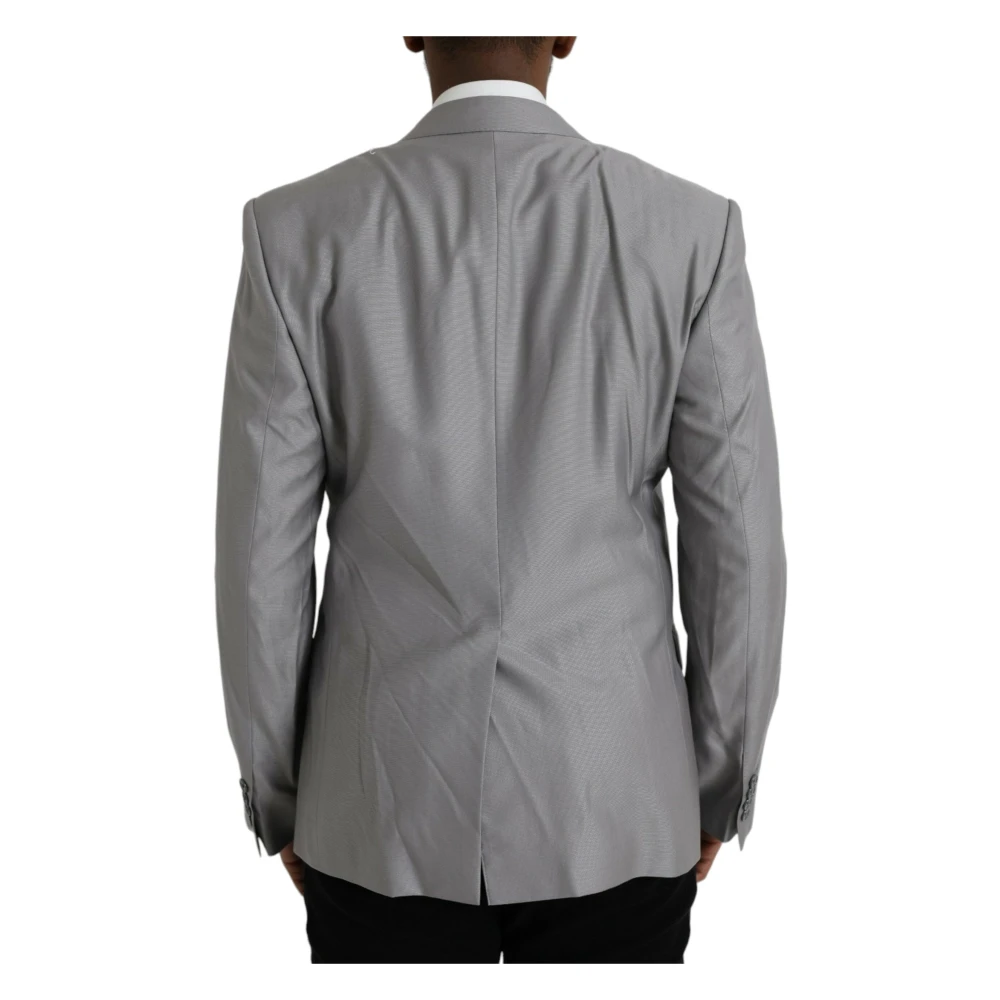Dolce & Gabbana Grijze Wol Peak Blazer Jas Gray Heren