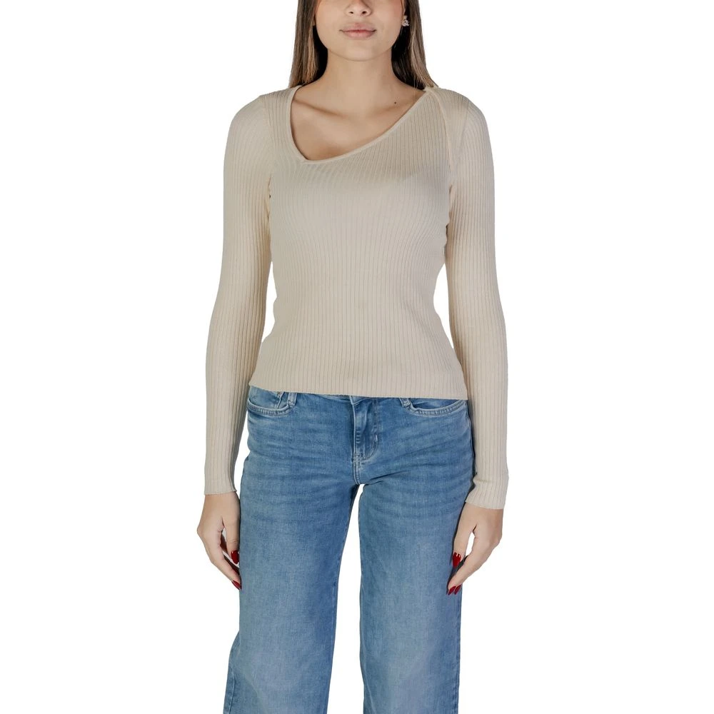 Vila Crème Viscose Tops & T-Shirt Beige Dames