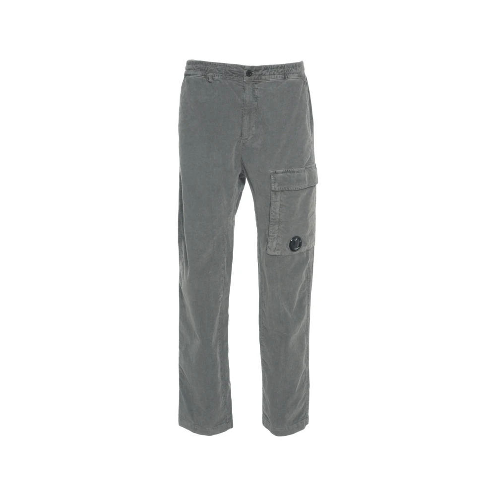 C.p. Company Men's Gray Straight Trousers, S, Corduroy Lens Cargo Trousers