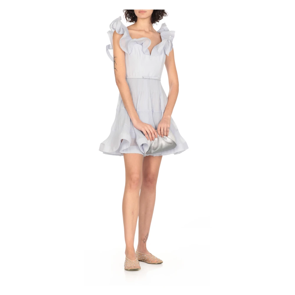 Zimmermann Lichtblauwe Jurk met Hartvormige Hals en Volants Blue Dames