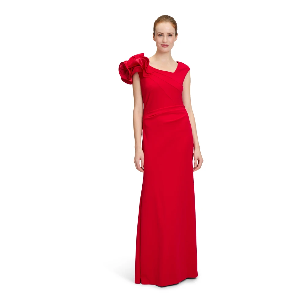 Vera Mont Elegante Avondjurk met Volant-Plooien Red Dames