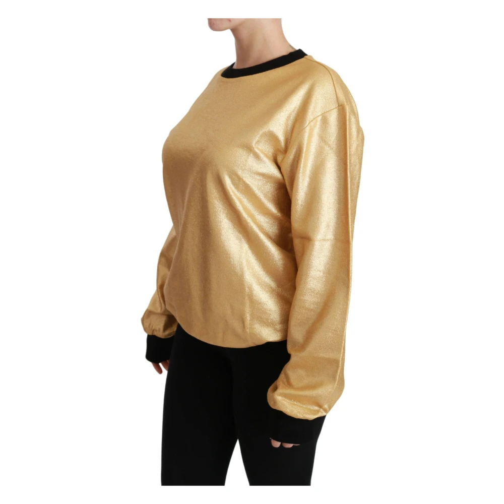 Dolce & Gabbana Gouden katoenen trui met ronde hals Yellow Dames
