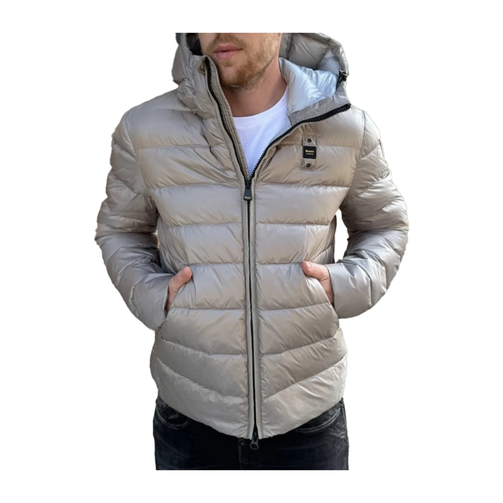 Blauer Gewatteerde Parka met Capuchon Beige Heren