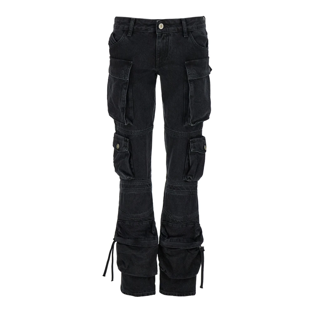 The Attico Zwarte Cargo Jeans Met Lage Taille Black Dames