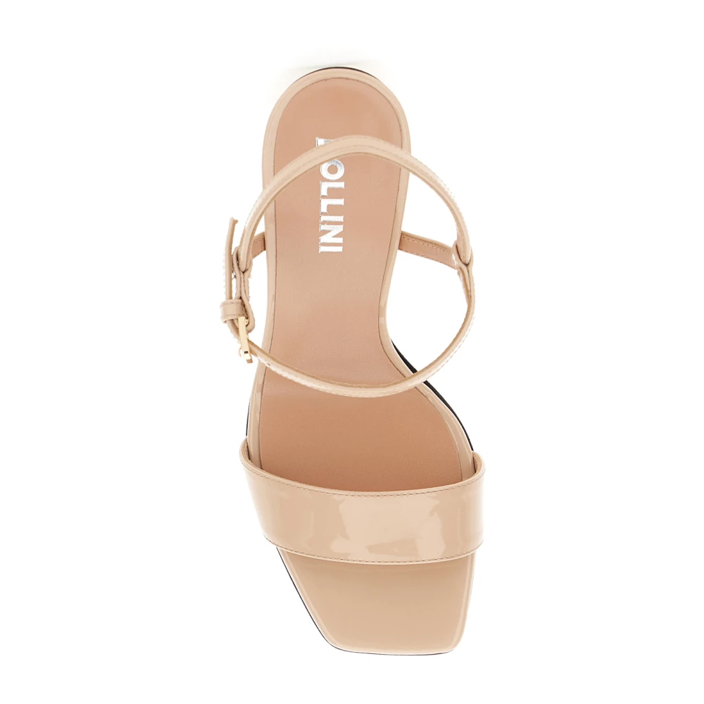 Pollini Beige Lakleren Pumps met Vierkante Neus Beige Dames