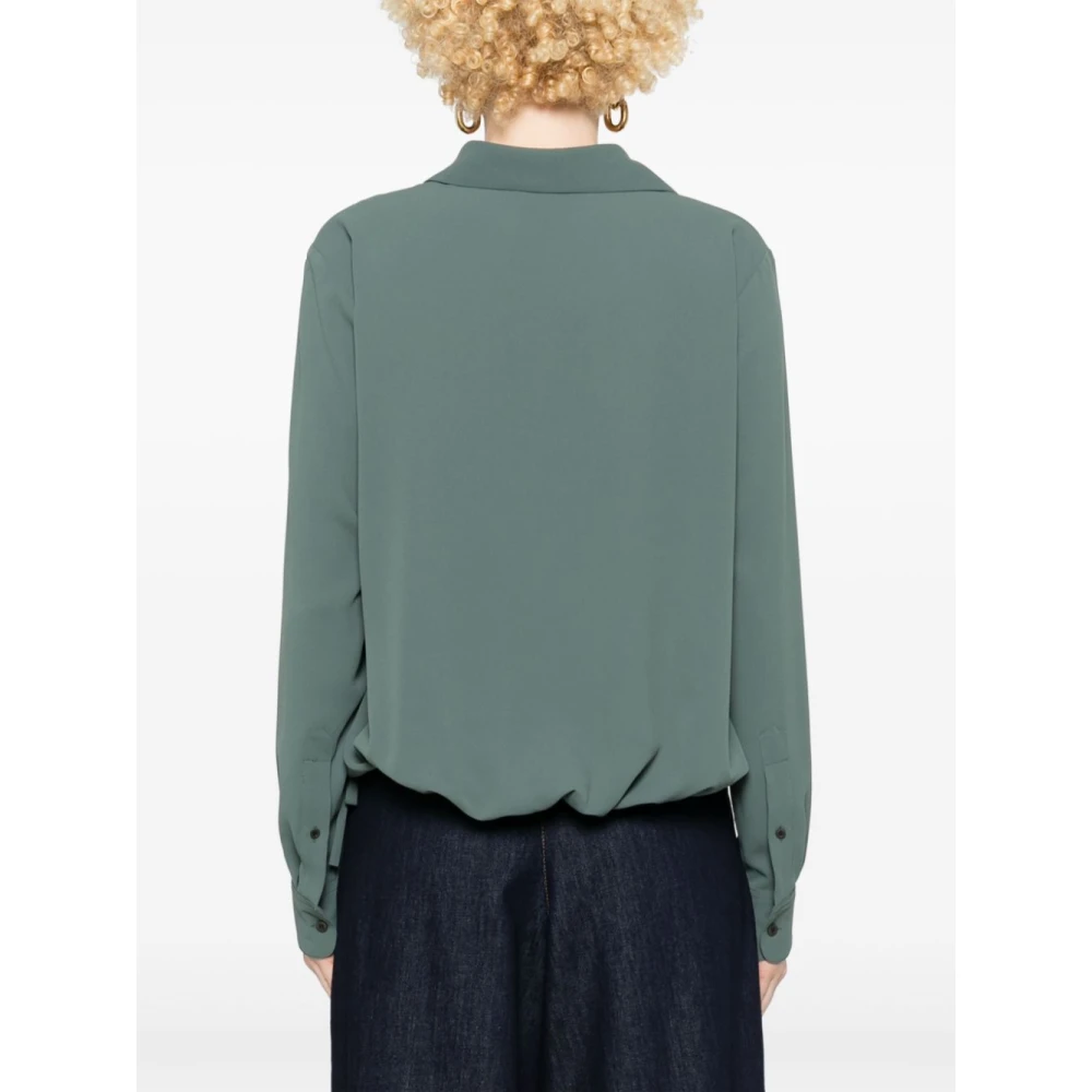 Dries Van Noten Shirt met Wikkelvoorkant en Koordjes Green Dames