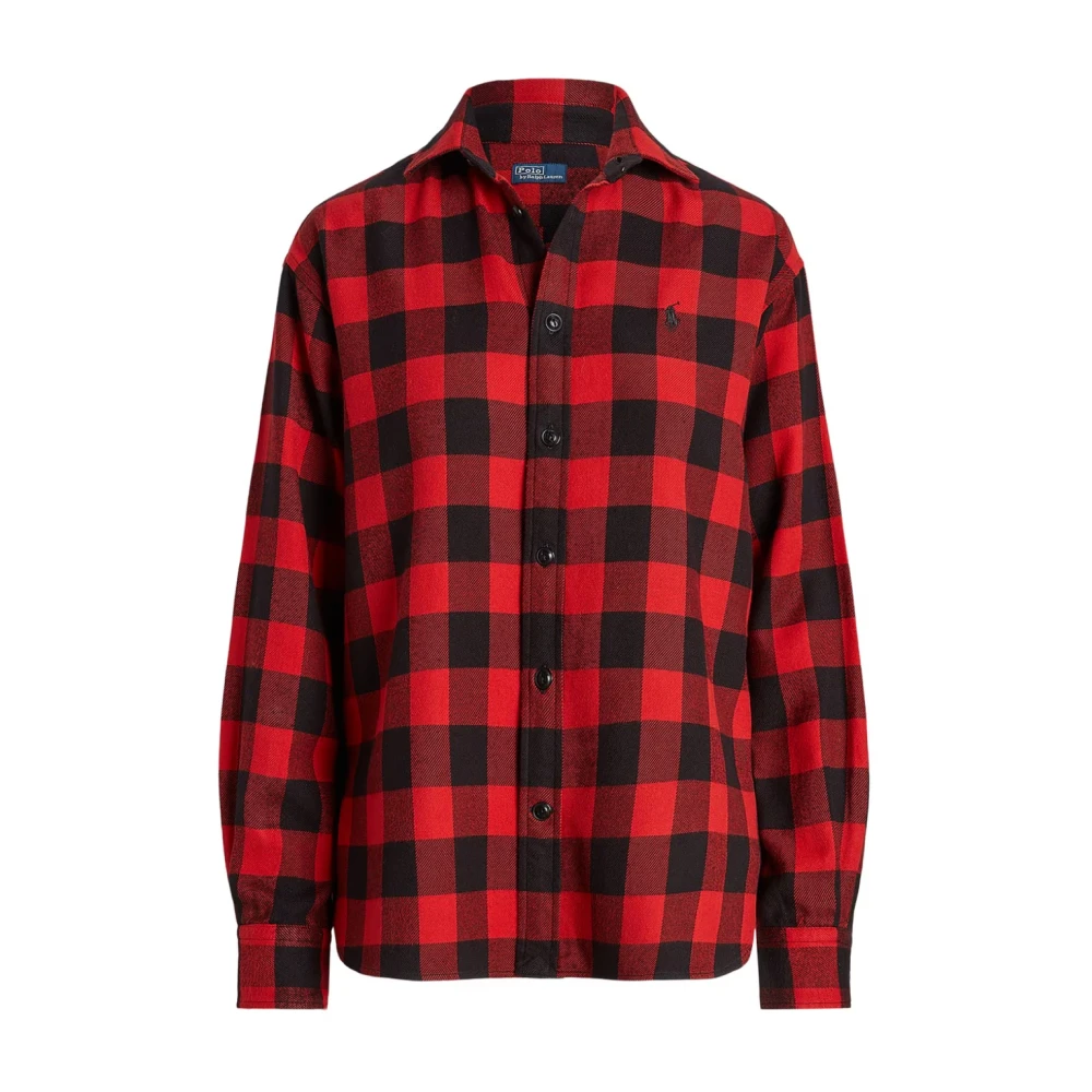 Polo Ralph Lauren Relaxed Fit Geruite Shirt Rood Multi Red Dames