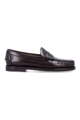Borstad läder penny loafers
