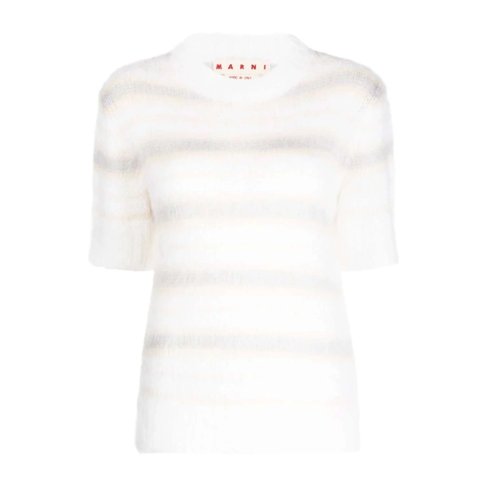 Marni Geborsteld Mohair T-shirt White Dames