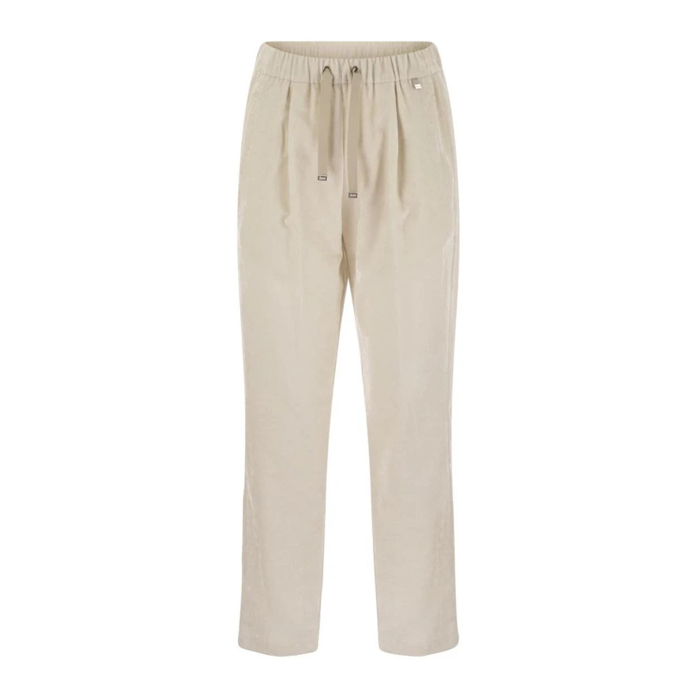 Herno Damen Beige Hose Mit Bundfalten Und Kordelzug