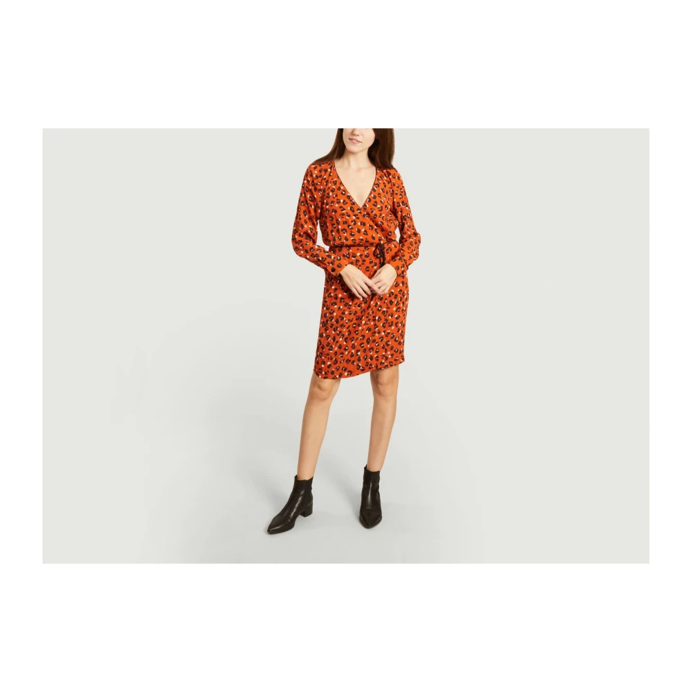 La Petite Française Rode Robin Portemonnee Jurk met Luipaardprint Red Dames