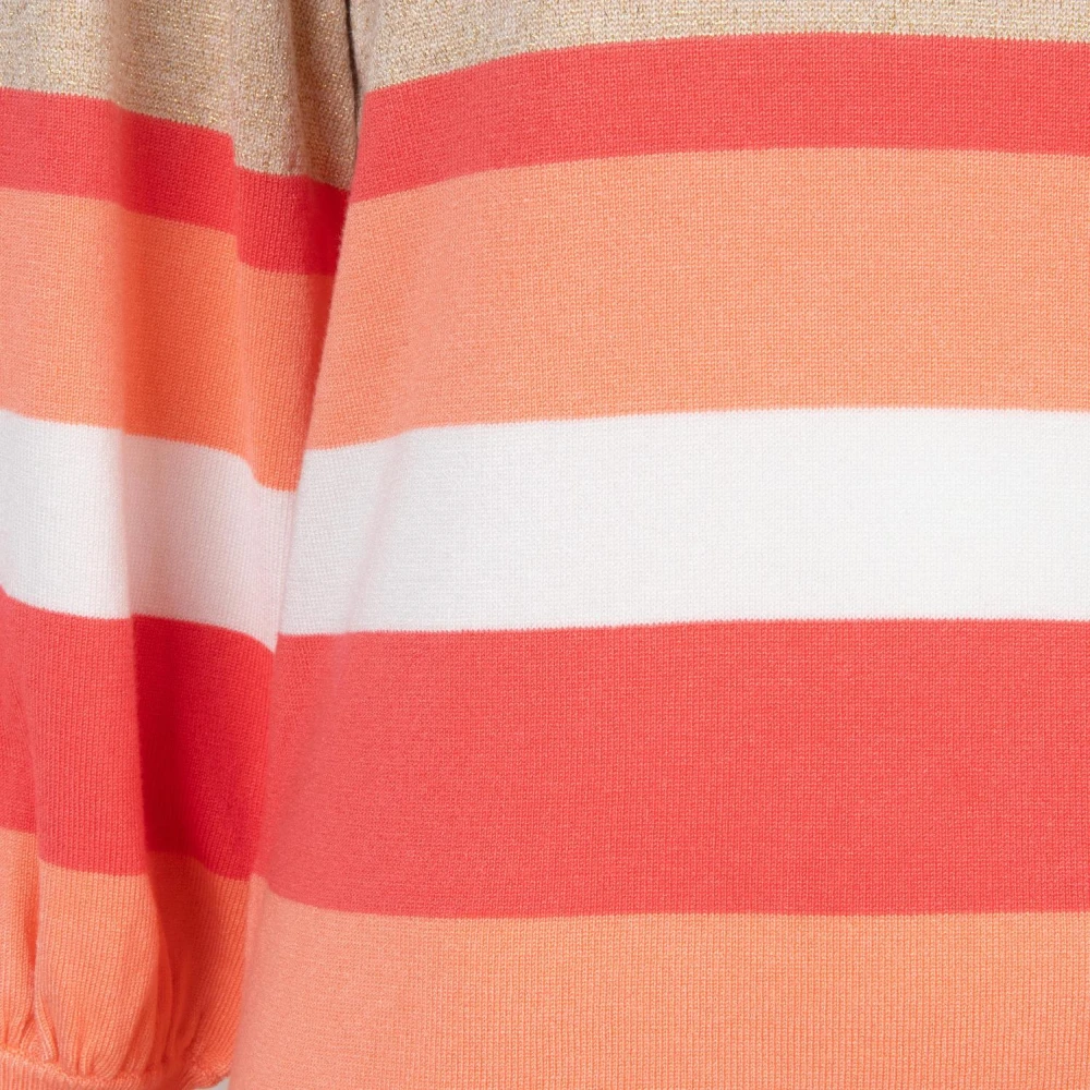 Esqualo Gestreepte Sweater Sp24.07024 417 Aardbei Multicolor Dames