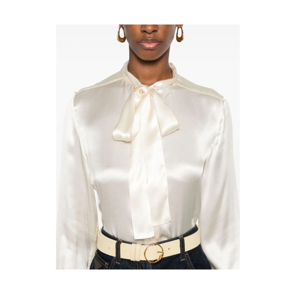 Tom Ford Off-White Zijden Pofmouw Overhemd Beige Dames