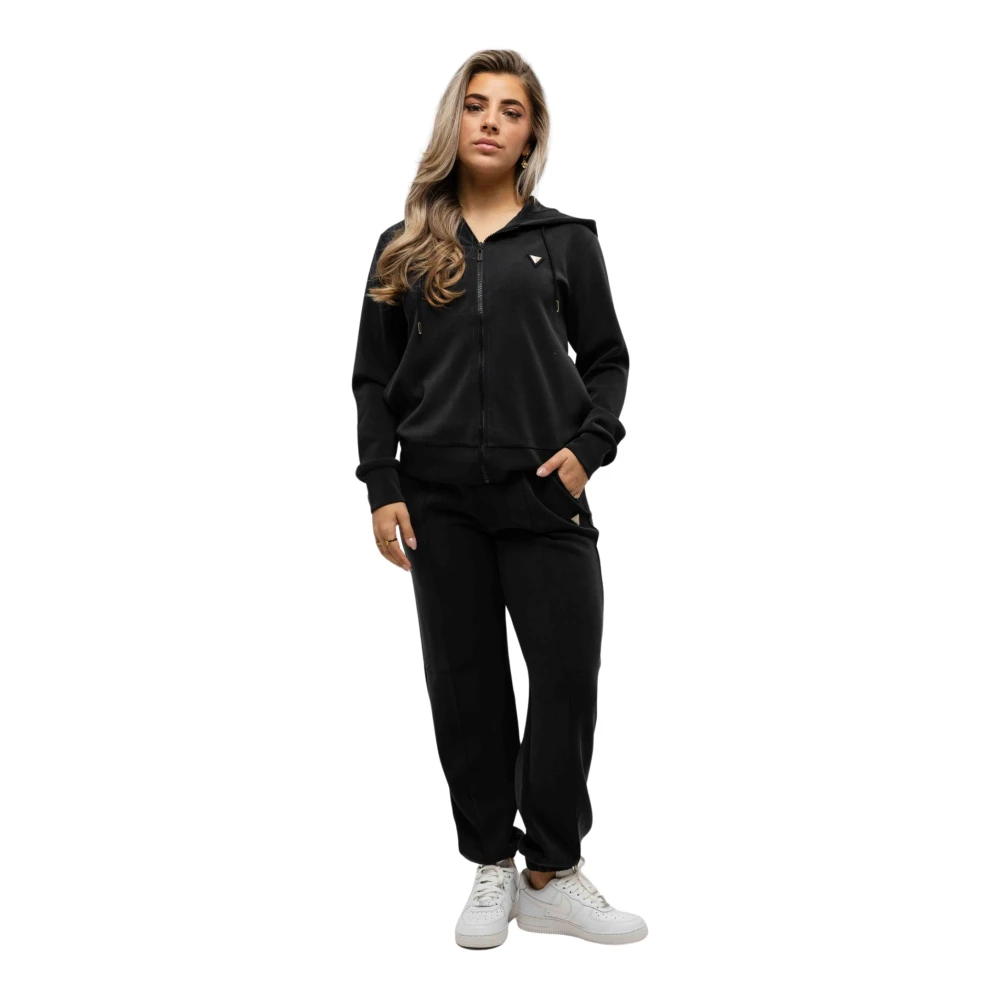 Guess Zwart Full Zip Hooded Trainingspak Dames Black Dames