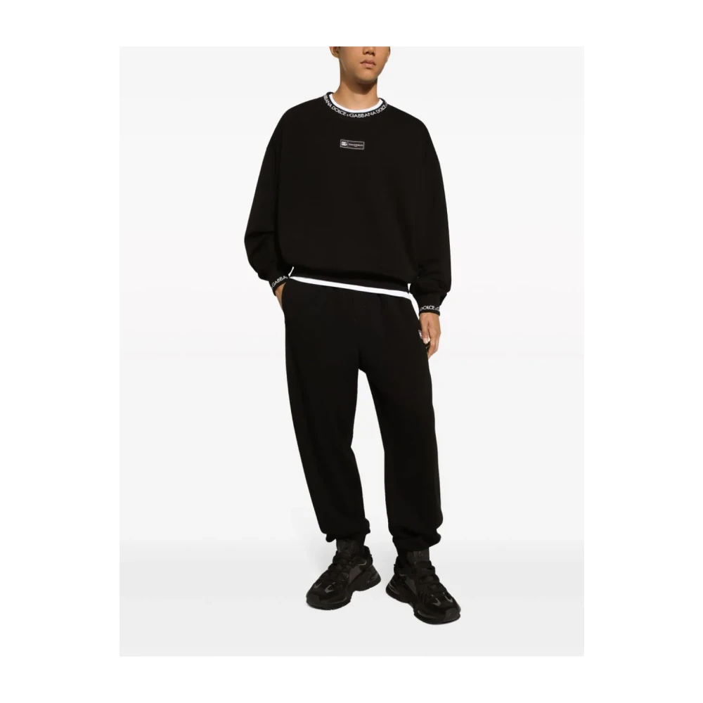 Dolce & Gabbana Zwart Logo Sweatshirt met Oversize Pasvorm Black Heren