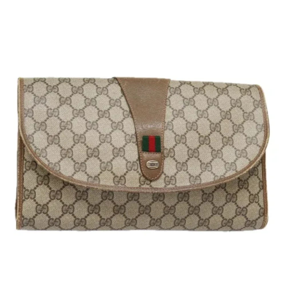 Gucci Vintage Pre-owned Leather clutches Beige Dames