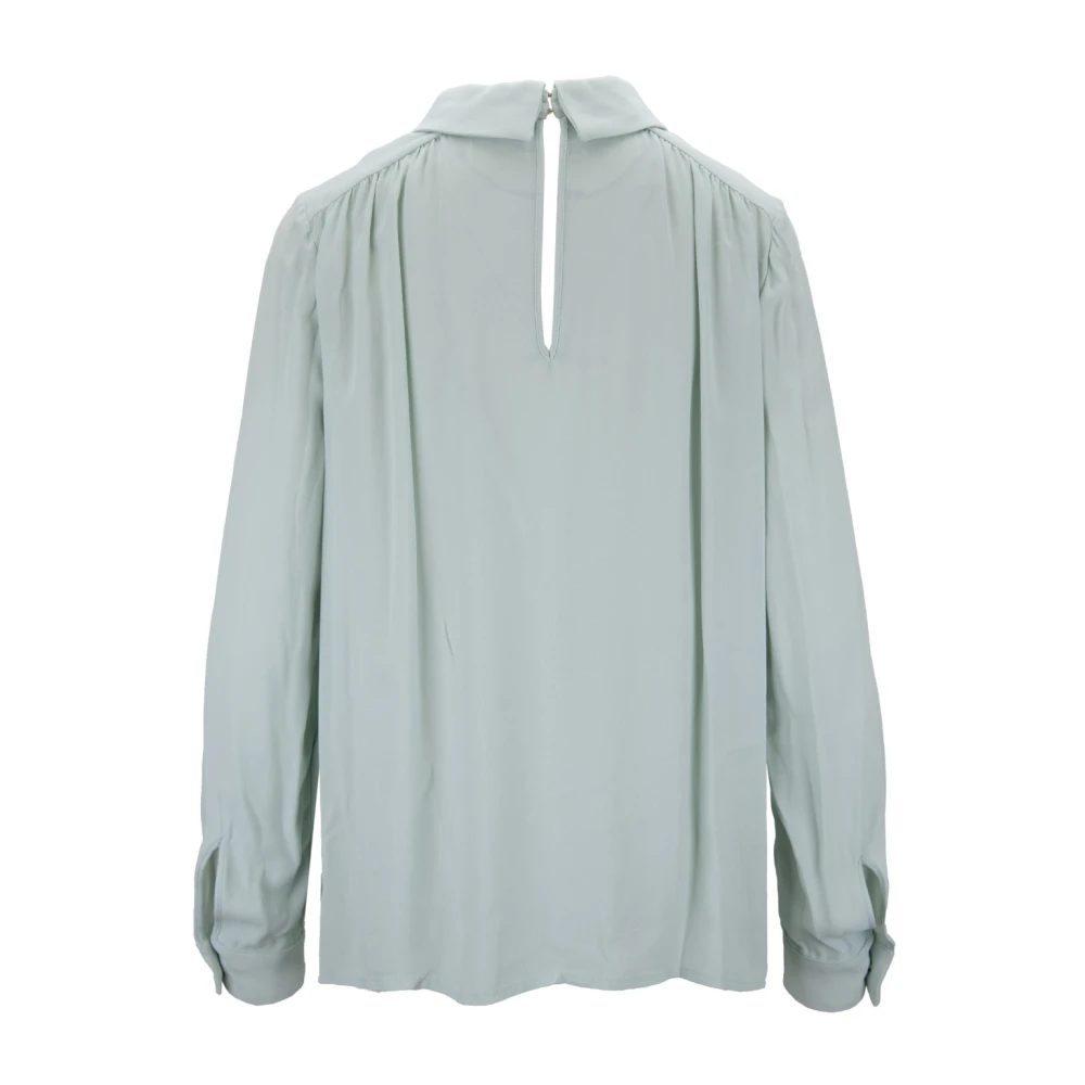 Elisabetta Franchi Gouden Knoop Viscose Blouse Blue Dames