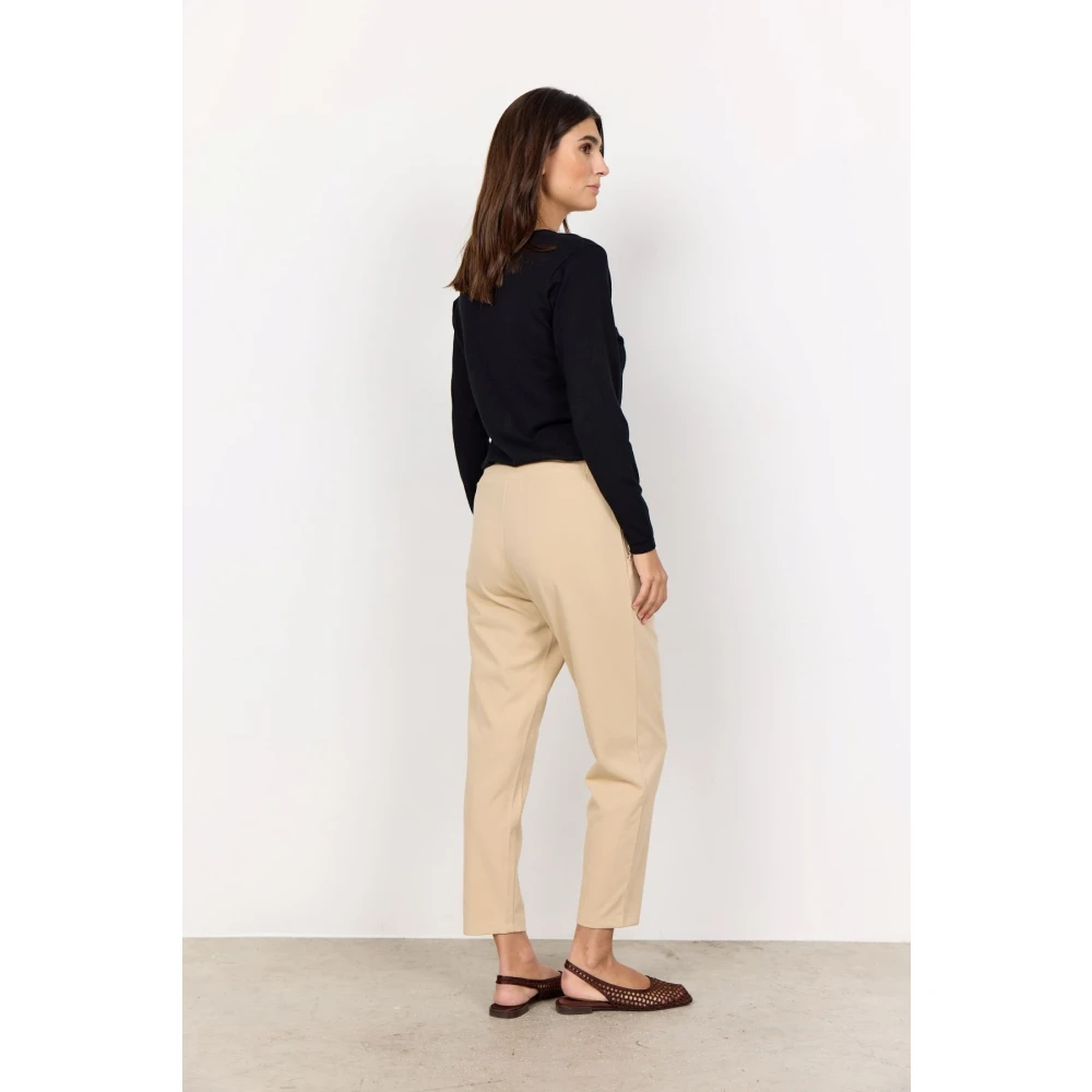 Soyaconcept Comfortabele broek van gerecycled polyester met elastische taille Beige Dames