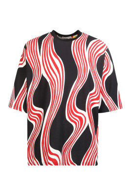 t-shirt-rouge-col-rond-manches-courtes