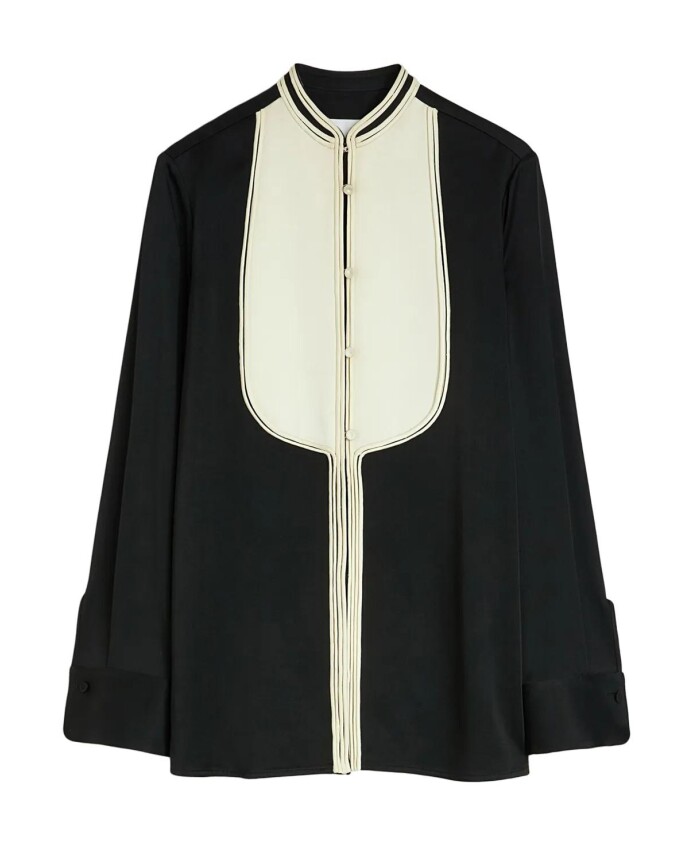 chemise-longue-avec-contraste-noir