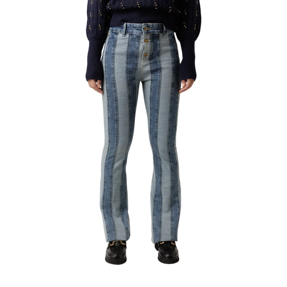 Lois Raval-Pt Patchwork Stone Jeans Blue Dames
