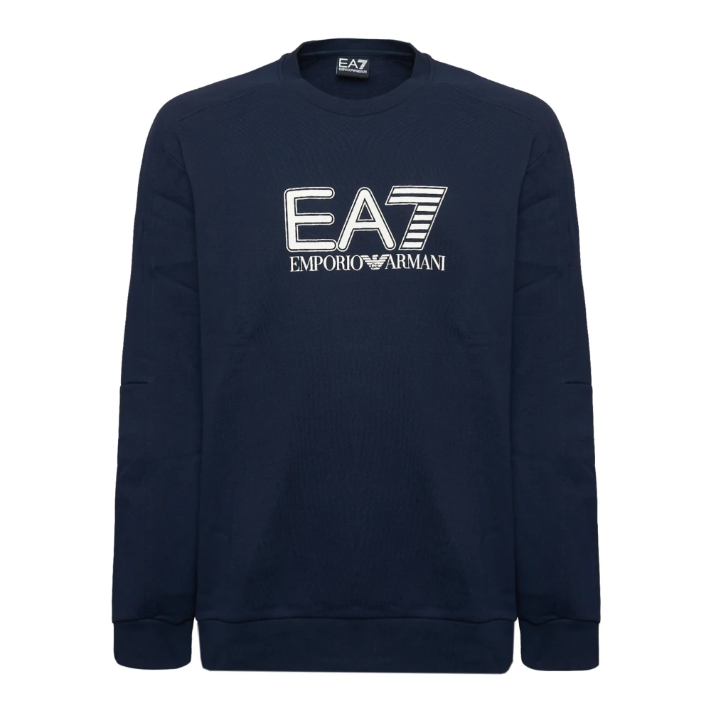 Emporio Armani EA7 Blauwe Katoenen Logotrui Blue Heren