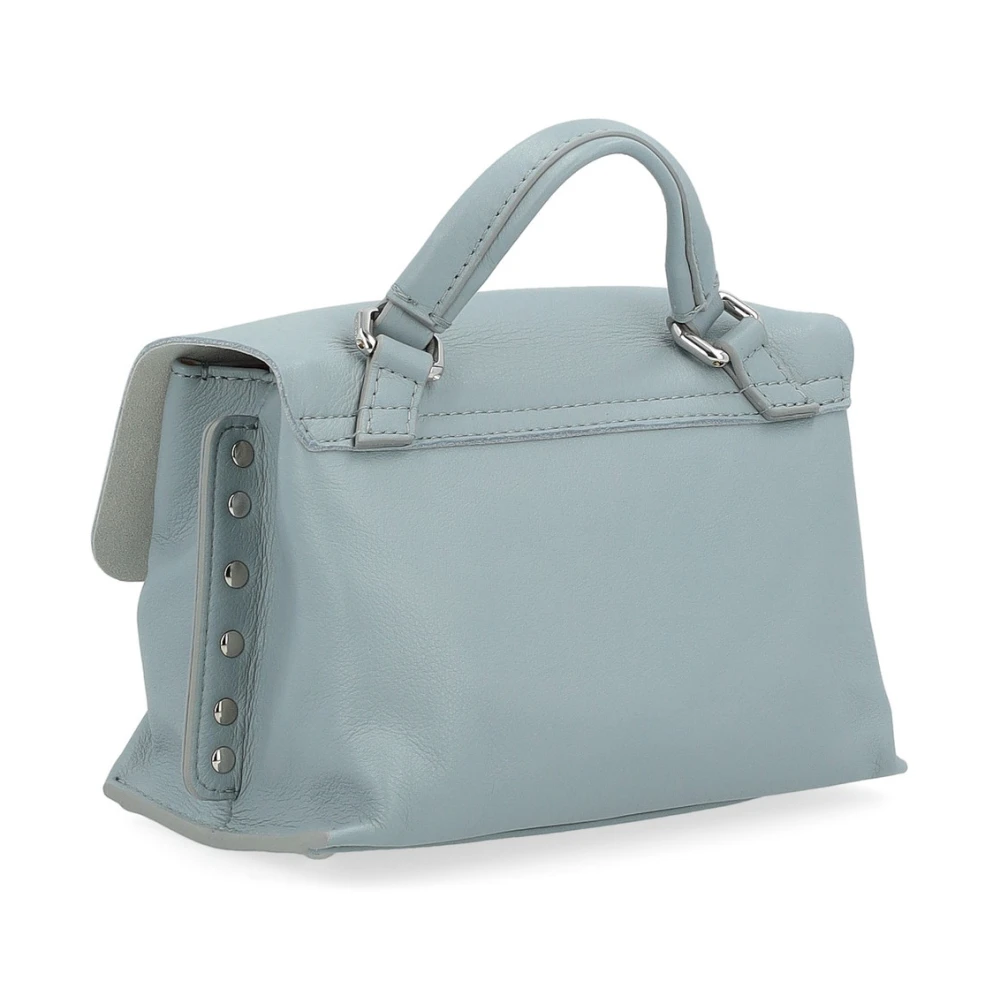 Zanellato Blauwe leren crossbody handtas met studs Blue Dames