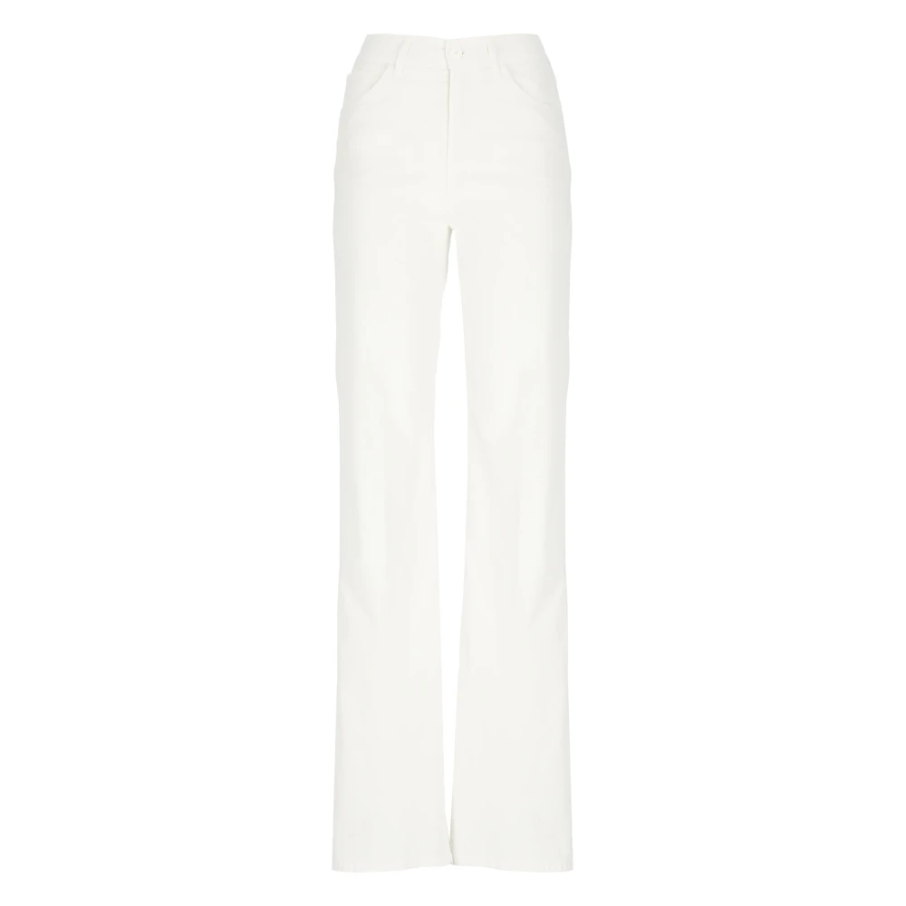 Dondup Women's Beige Wide Trousers,, Ivory Cotton Blend Trousers For W30