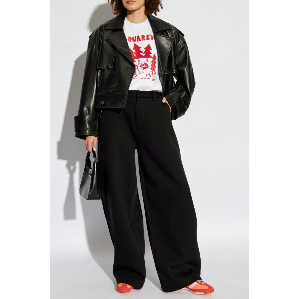 Dsquared2 T-shirt met logo en fluwelen afwerking White Dames