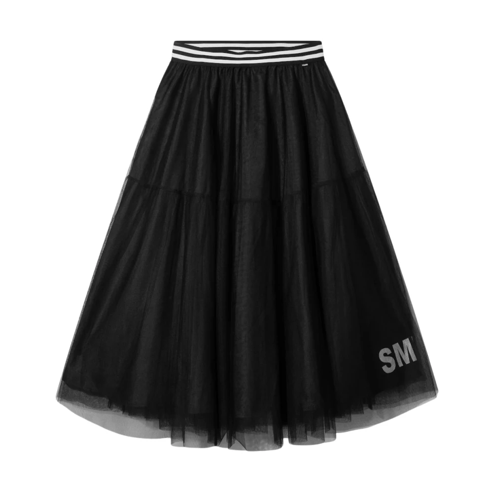 10Days Zwarte Tulprok met Smile en Love Print Black Dames