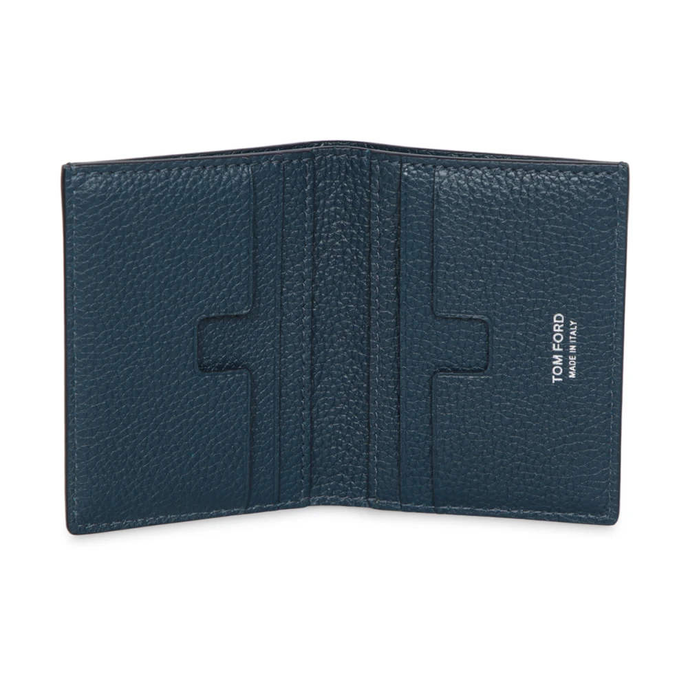 Tom Ford Blauwe Leren Kaarthouder Blue Heren