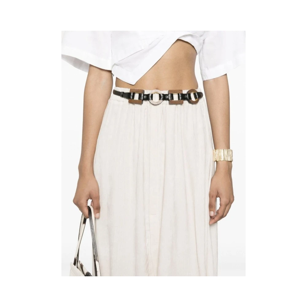 Forte Fluwelen Midi Rok met Voor Split Beige Dames