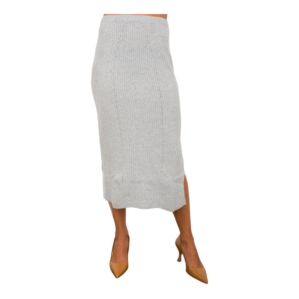 Twinset Geribbelde wollen midi-rok Gray Dames