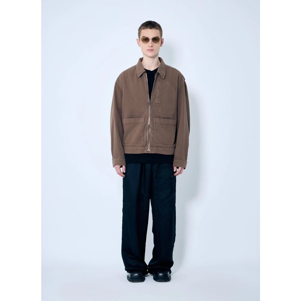 Dries Van Noten Klassieke Jas met Rits en Zakken Beige Heren