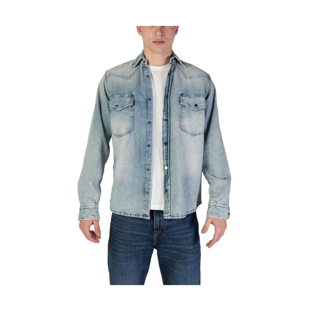 Hugo Boss Lange mouwen katoenen overhemdcollectie Blue Heren