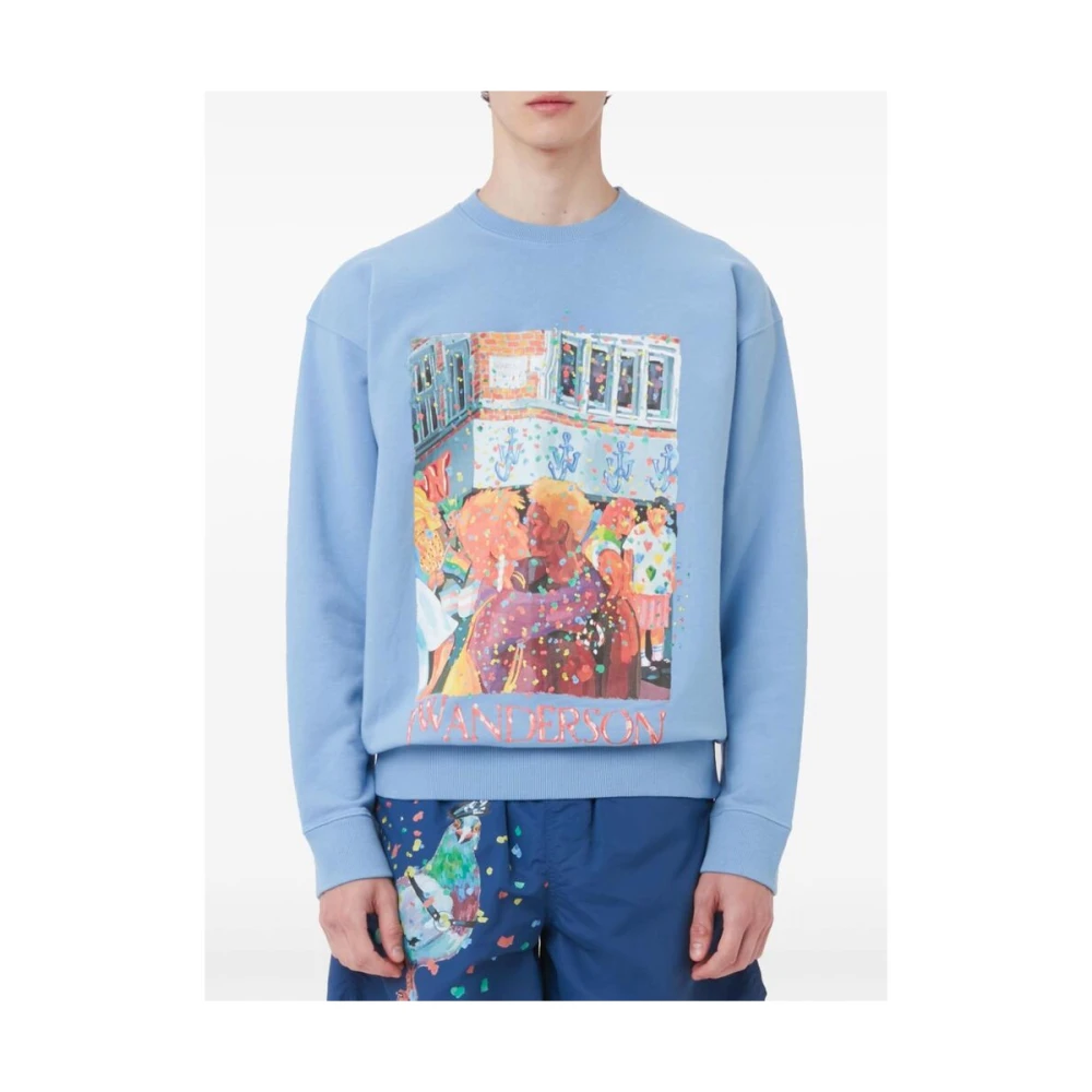 JW Anderson Blauwe Grafische Print Sweatshirt Blue Heren