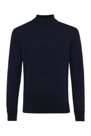 Ciemnoniebieski Sweter z Wysokim Kołnierzem - Materiał Cool-Dry