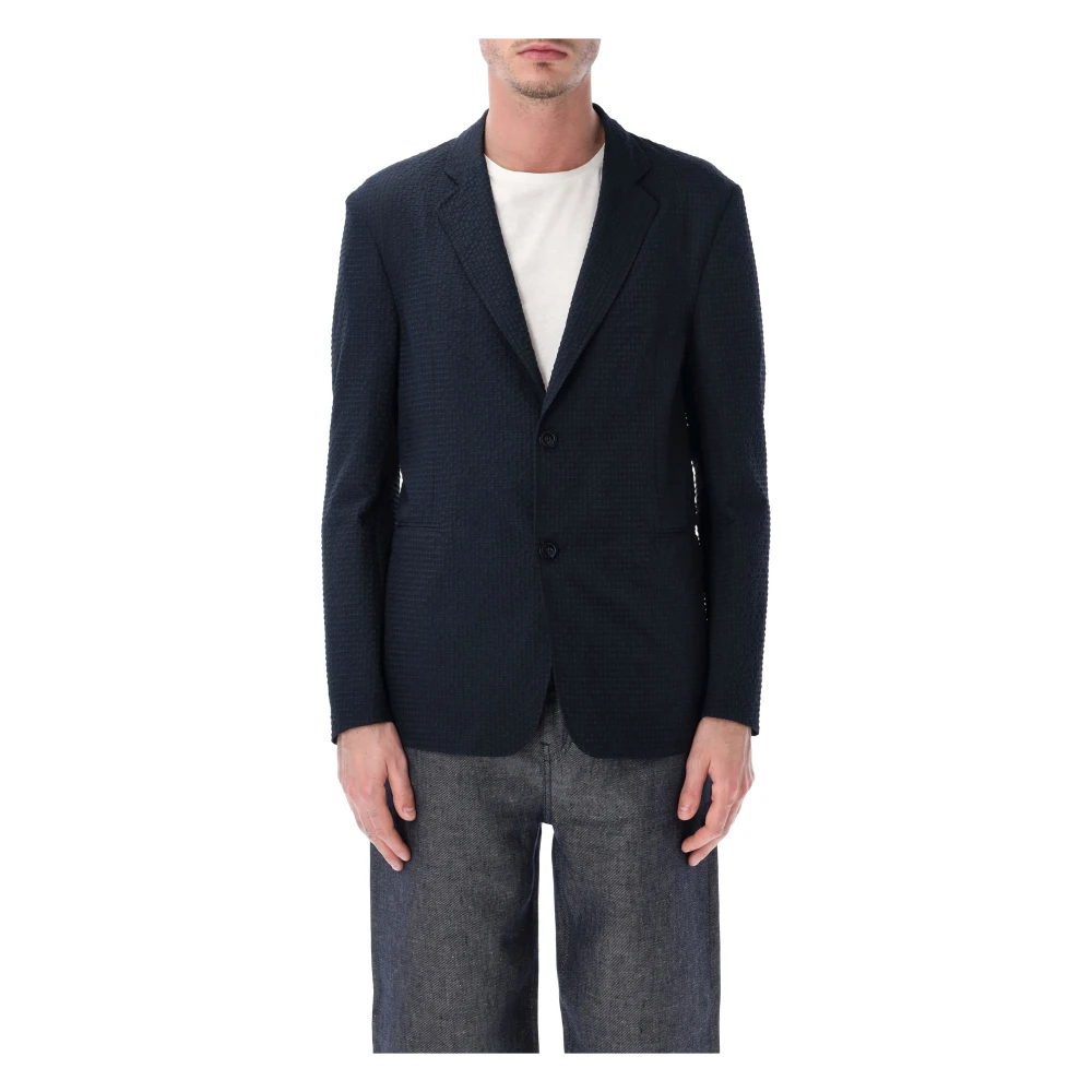 Emporio Armani Men's Blue Seersucker Blazer - Blazers - S - Jackets
