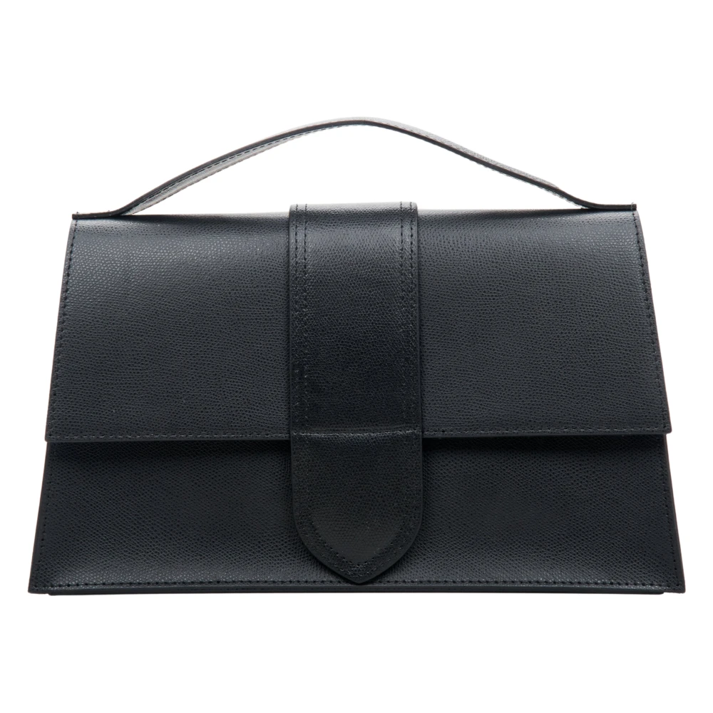 Estro Dames Kleine Zwarte Flap Handtas gemaakt van Echt Italiaans Leer Er00114072 Black Dames