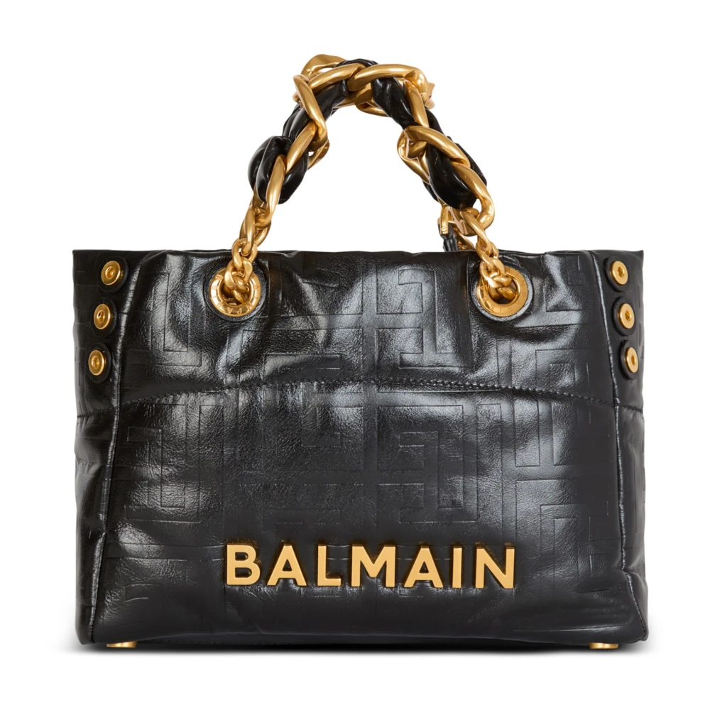 Balmain Kleine 1945 Zachte tote tas in gebarsten kalfsleer Black Dames