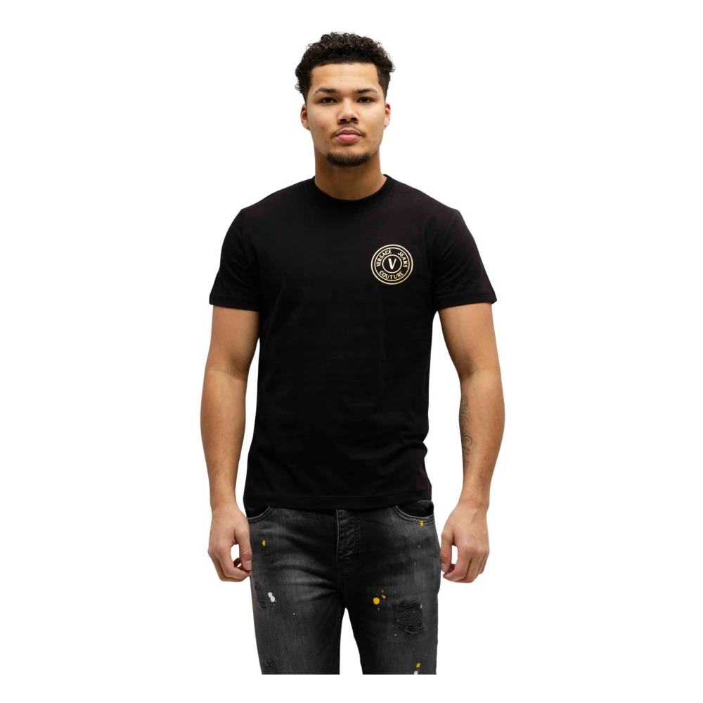 Versace Jeans Couture Zwart V-Embleem T-Shirt Heren Black Heren